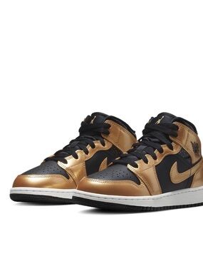 Nike Mid-Top Sneakers in Metallic Gold and Black